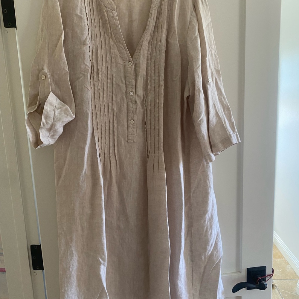 J.McLaughlin Beige Linen Tunic Dress XL